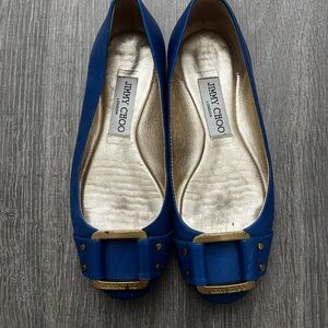 Jimmy Choo Royal Blue Flats with Gold Details